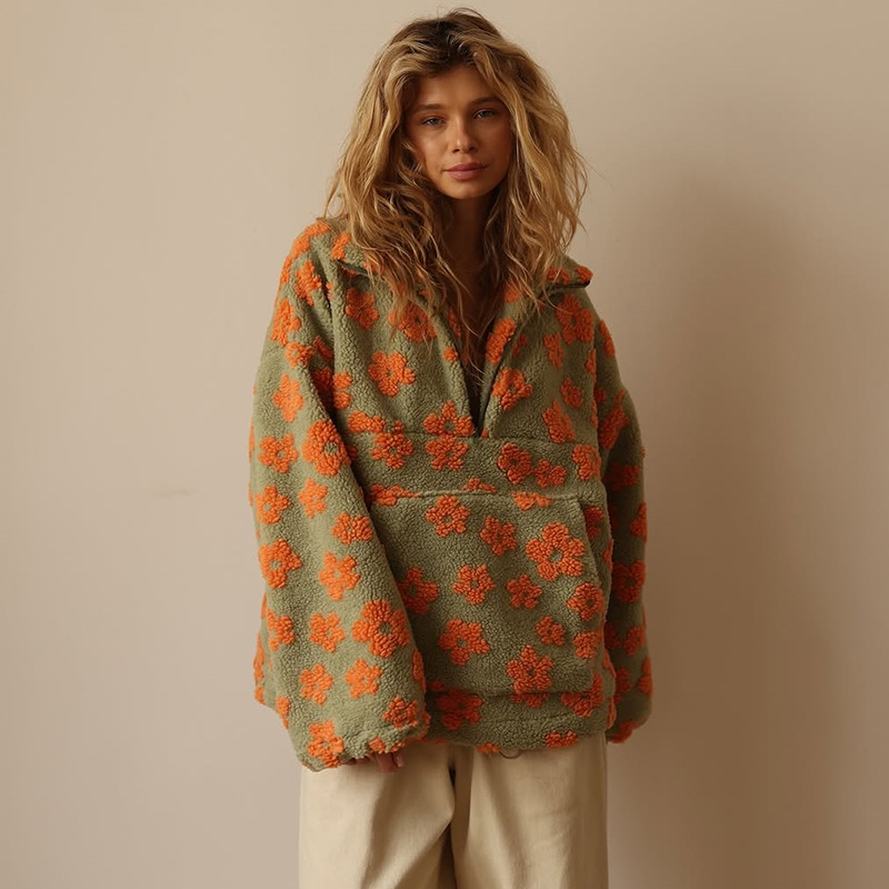 Floral Sherpa Half Zip Pullove – Sherpa Hoodie Fleece recenzja i cena